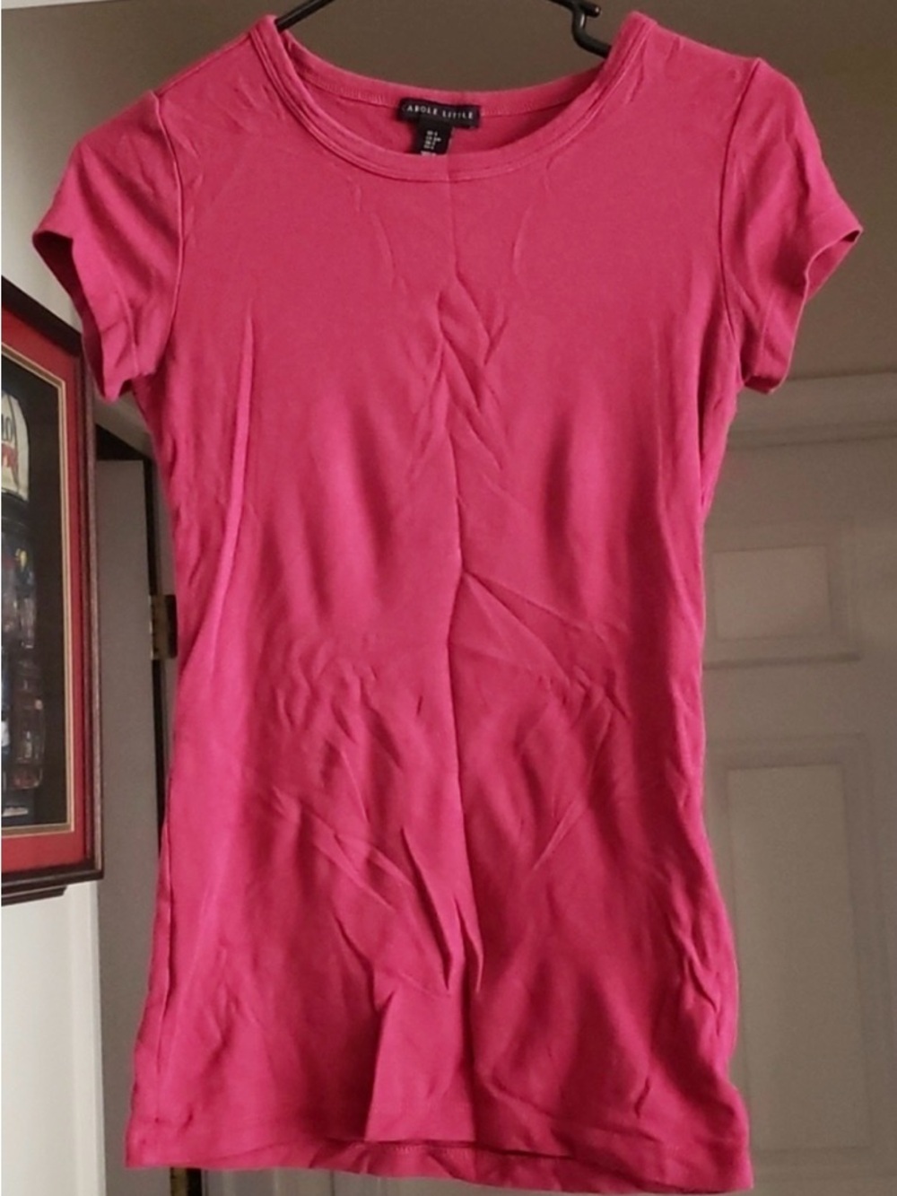 Carole Little Fitted Tee S Pink Short Sleeve Basic Slim Top